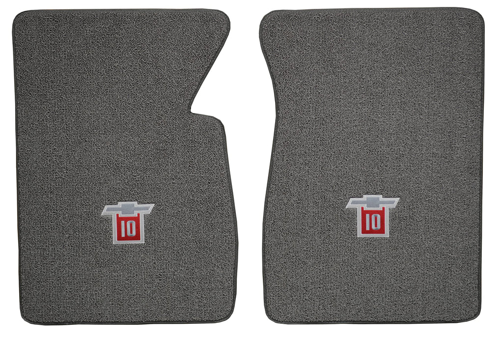ACC Mats Compatible with Chevy C10 - Logo Charcoal Color Carpet Floor Mats 2PC Front Set for 1971-1973 Chevy C10 Pickup Truck
