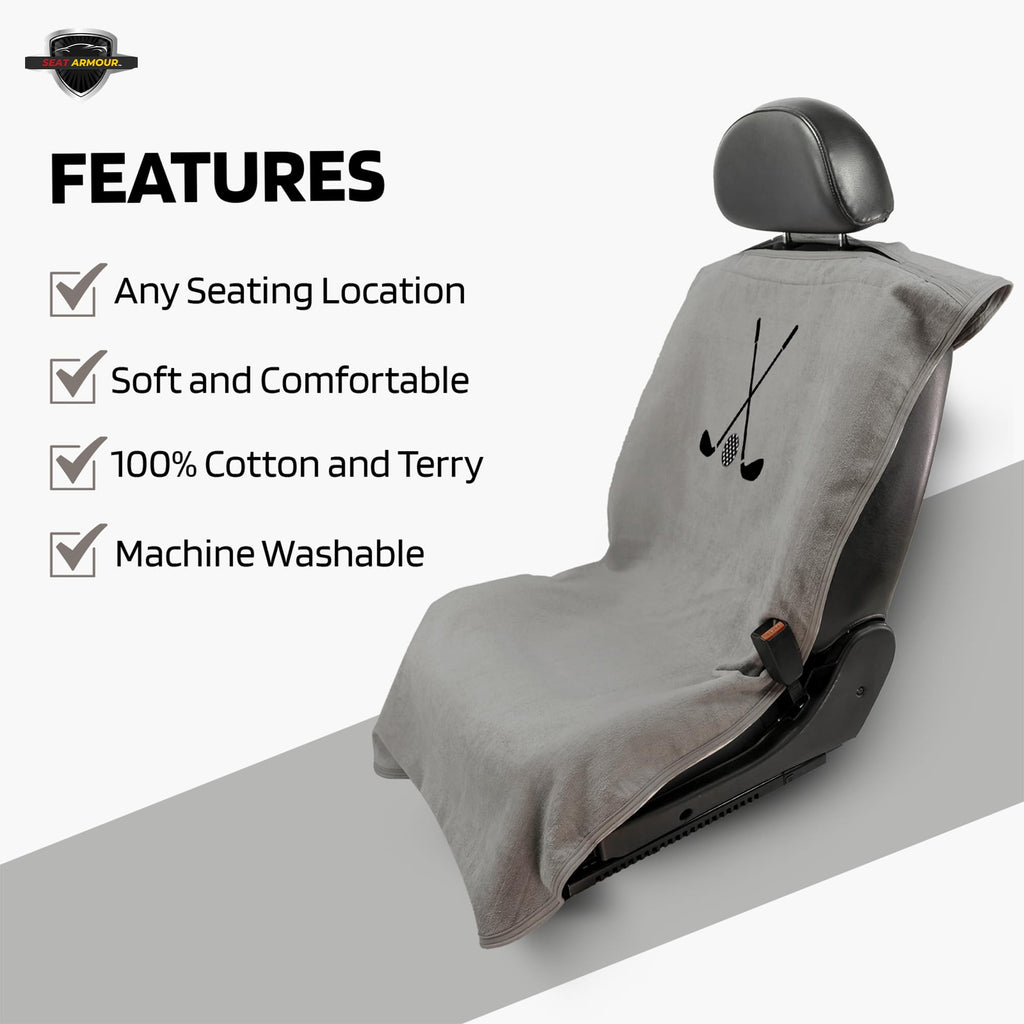 Clubs & Ball Logo Seat Towel/Cover – Soft, Absorbent & Machine Washable – Gray
