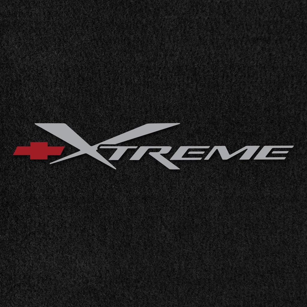 Lloyd Mats ® - Velourtex Black Front Floor Mats for Chevrolet S-10 2002-04 with Red and Silver Xtreme Embroidery