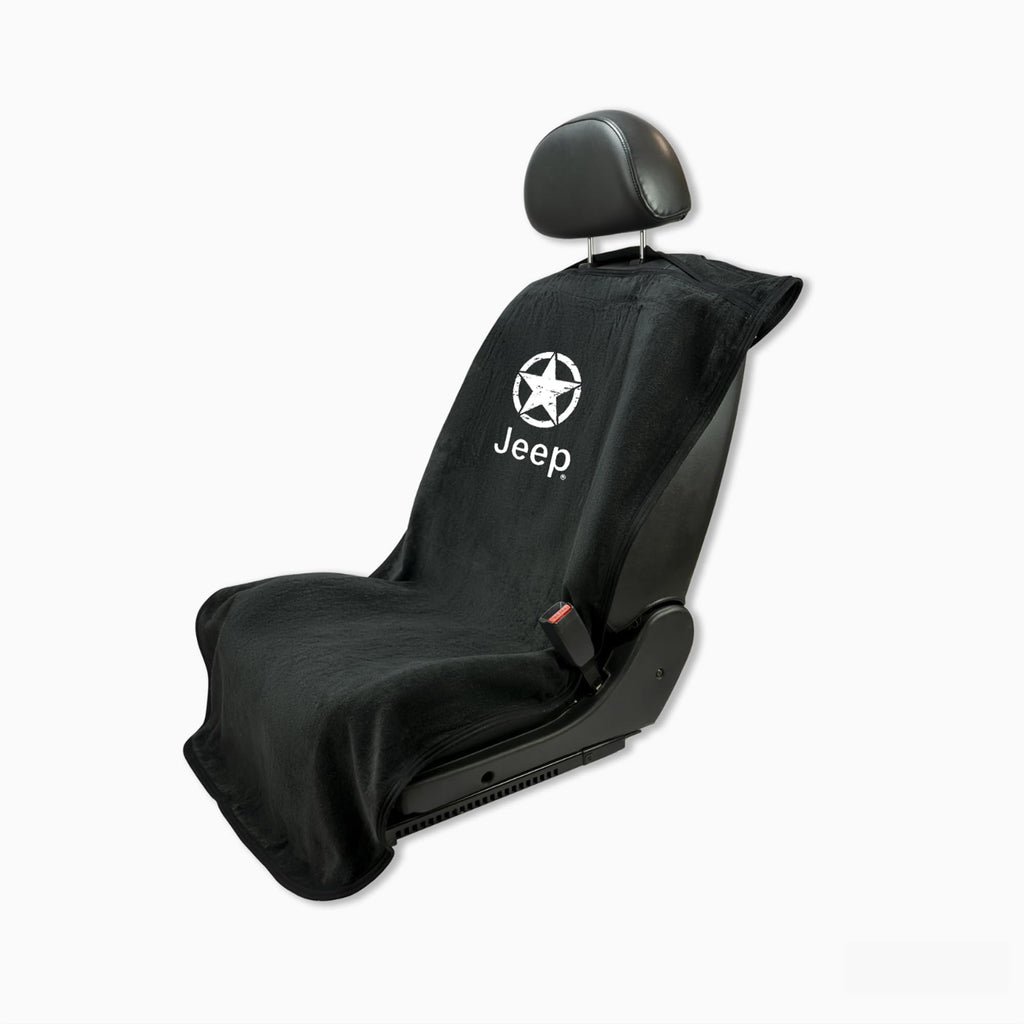 Seat Armour Black Seat Protector Towel Compatible with Jeep Models – 100% Cotton, Multipurpose Car Seat Cover & Towel – Soft, Machine Washable, Easy to Install