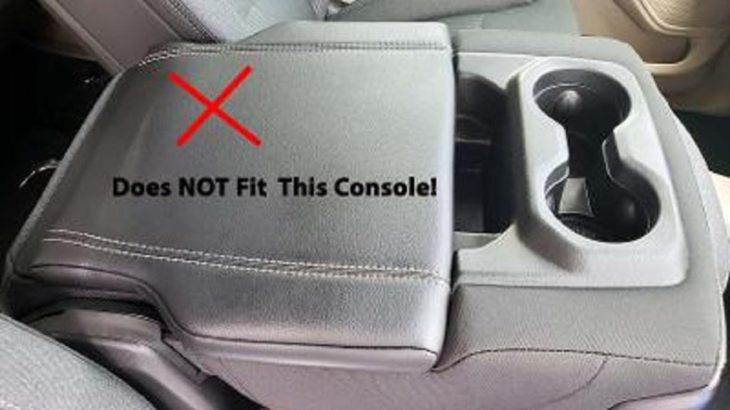 Car Console Covers Plus Official Licensed RAM Embroidered Logo Center Console Cover Designed by Seat Armour to fit RAM 2014-2025 Classic Jump Seat Model and All Bucket Seat Models