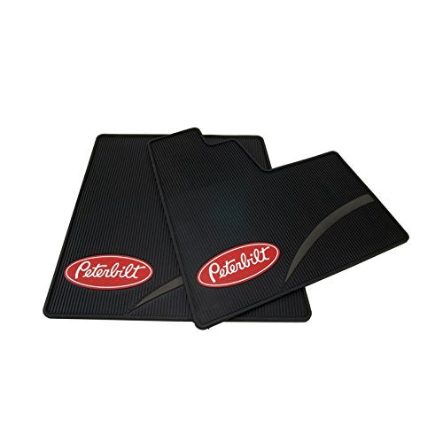 Peterbilt Motors OEM Sleeper Cab Logo Ribbed Semi Truck Vinyl Rubber Floor Mats Black
