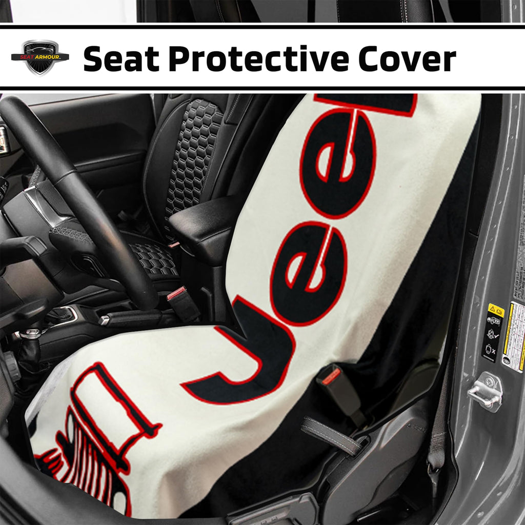 Seat Armour White/Black Jeep Seat Cover Towel2GO - Universal Fit Soft Machine Washable - Easy Install, Multipurpose Seat Cover
