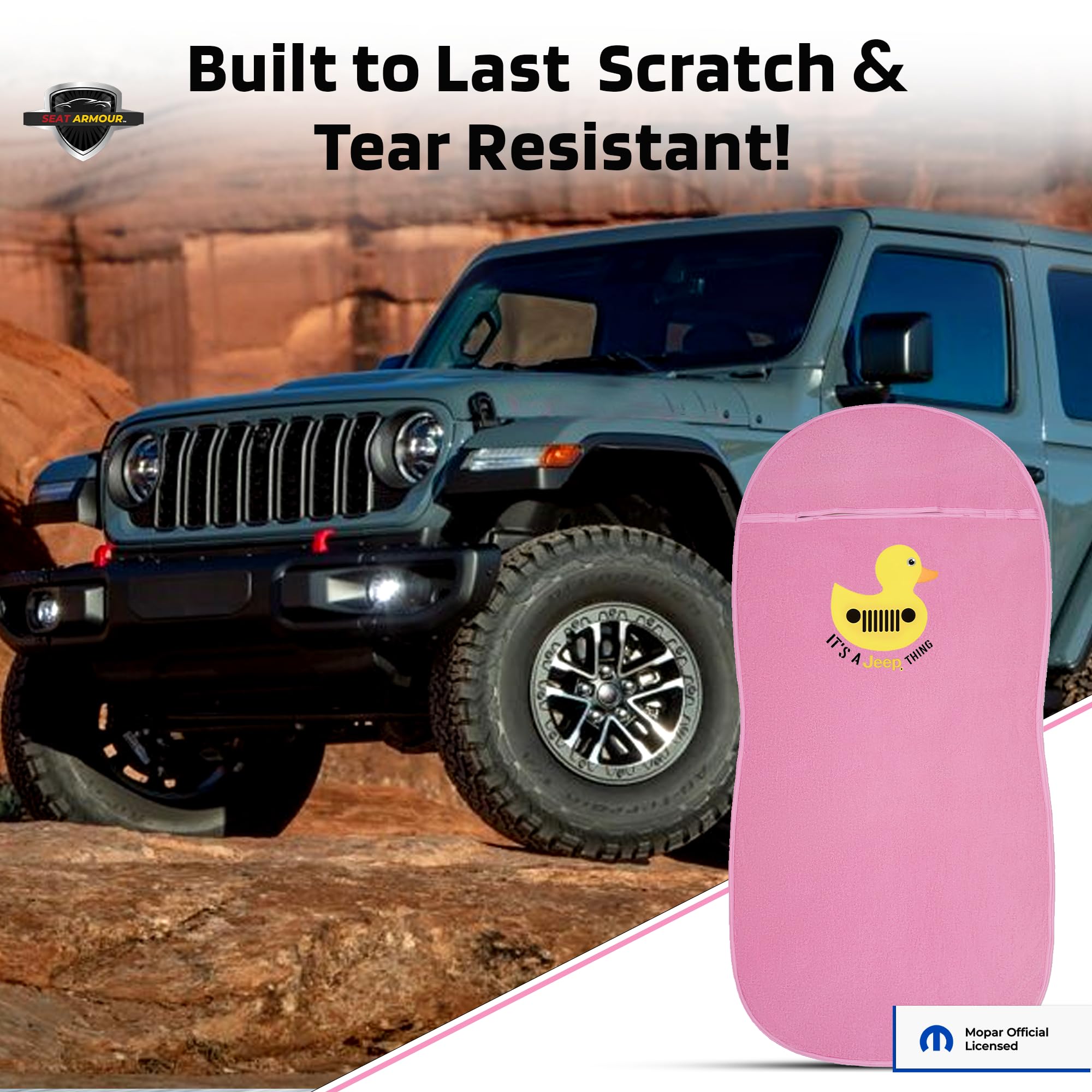 Seat Armour - Pink Cotton Seat Towel Cover with Yellow Duck Logo – Soft, Absorbent & Machine Washable – Easy to Install & Multipurpose Protection