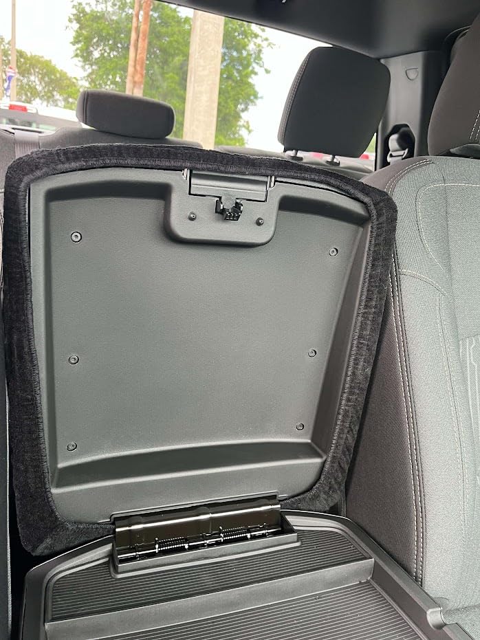Car Console Covers Plus Official Licensed RAM Embroidered Logo Center Console Cover Designed by Seat Armour to fit RAM 2014-2025 Classic Jump Seat Model and All Bucket Seat Models