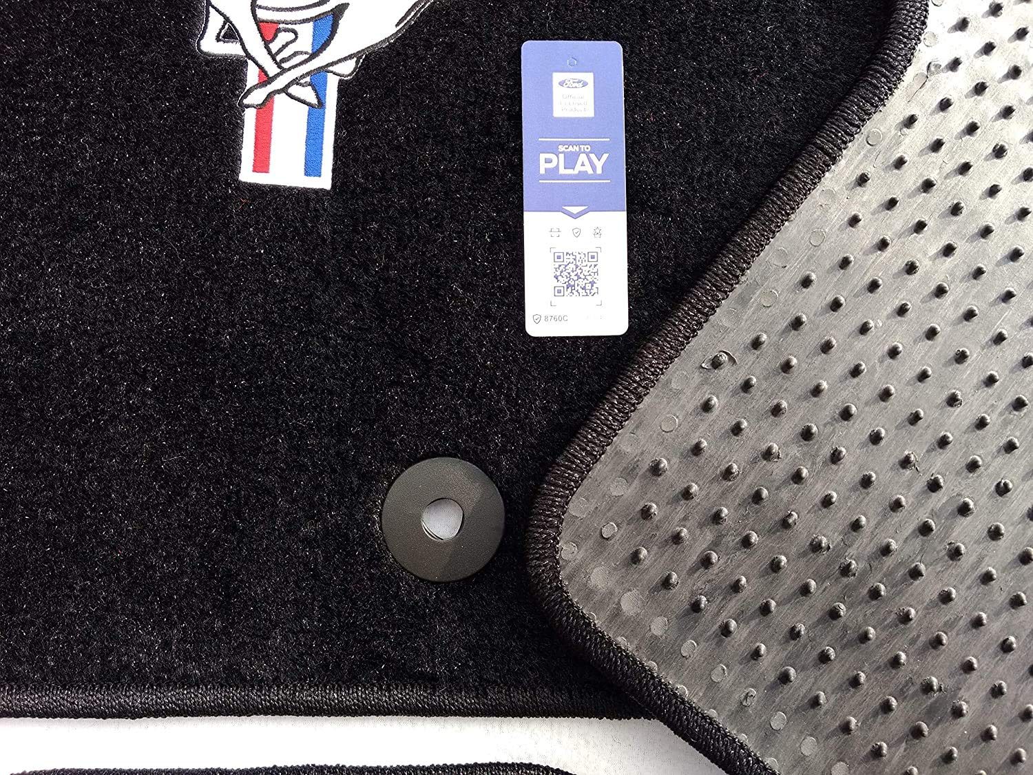 ACC Mats Compatible with 2015-2019 Ford Mustang - 4 PC Black Carpet Floor Mat Set w/Pony Tri-Bar Logo on Front Mats