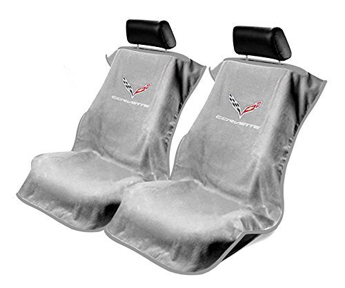 Seat Armour -Grey Towel Seat Covers for Corvette C7 -Pair