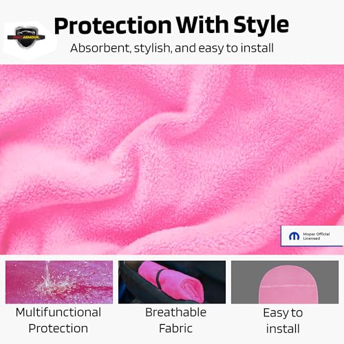 Seat Armour - Pink Seat Towel Cover/Protector with Jeep Logo – Soft, Machine Washable Car Seat Towel – Easy to Install & Multipurpose Protection