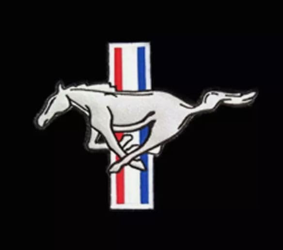 ACC Mats Compatible with 2015-2023 Ford Mustang - 4 Piece Black Carpet Floor Mat Set w/Silver Running Pony Logo on Front Mats