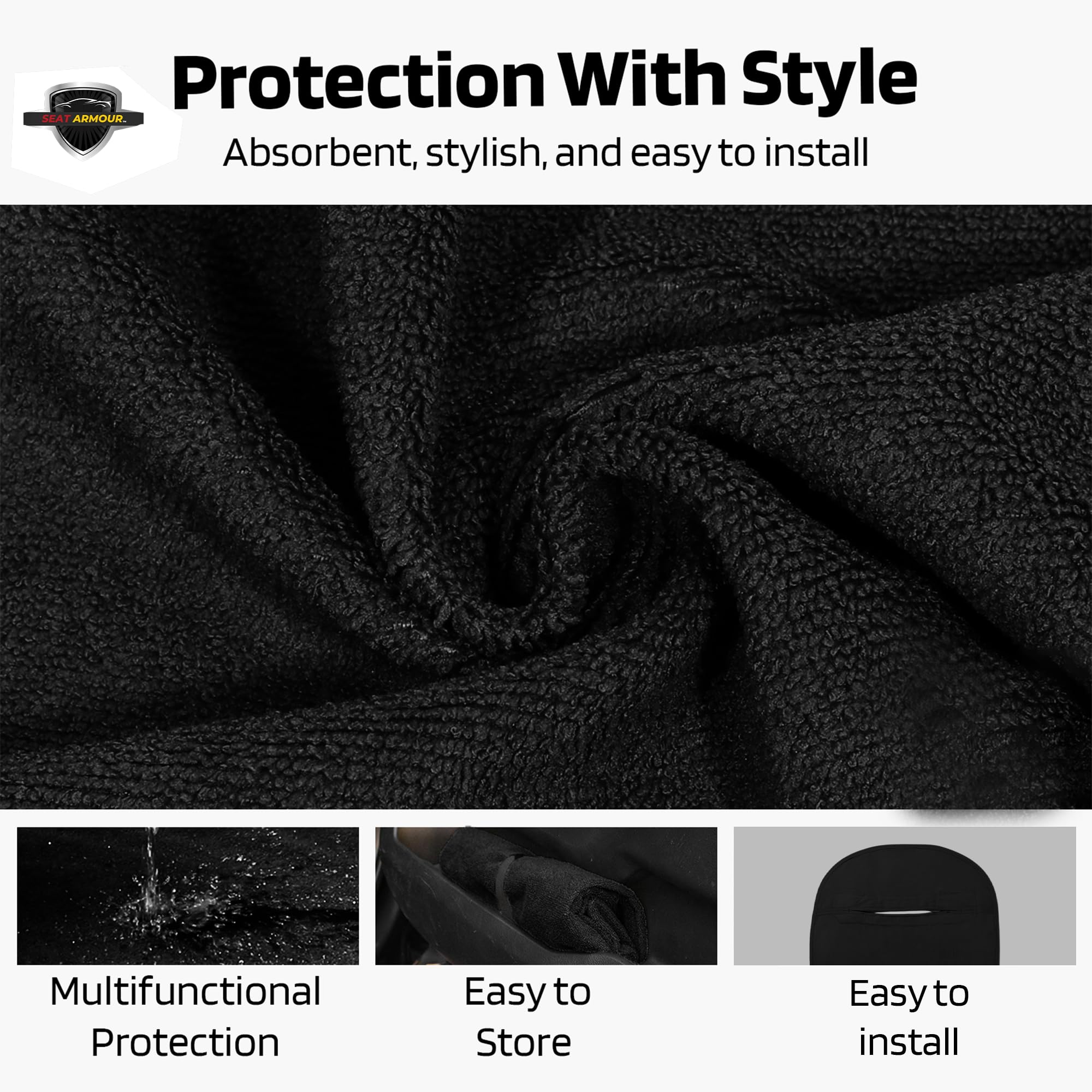Clubs & Ball Logo Seat Towel/Cover – Soft, Absorbent & Machine Washable – Black