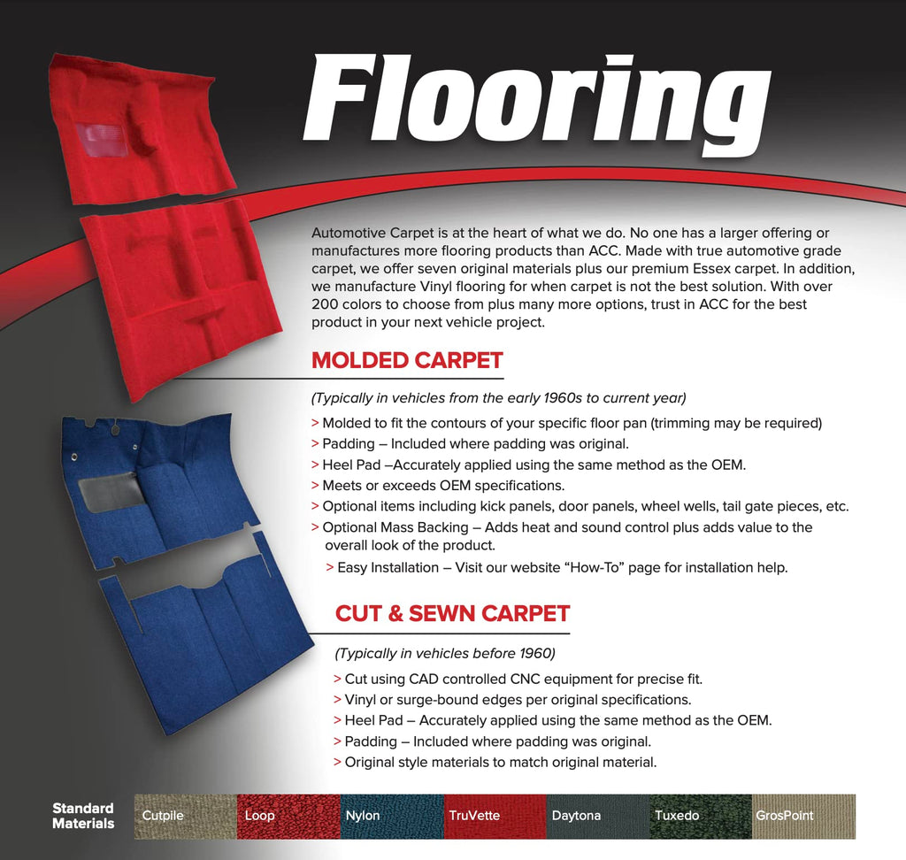 Complete Carpet Flooring Molded Cutpile fits 1980-1985 Ford F-350 Regular Cab Automatic Manual 2wd and 4wd Dump Truck (Red)