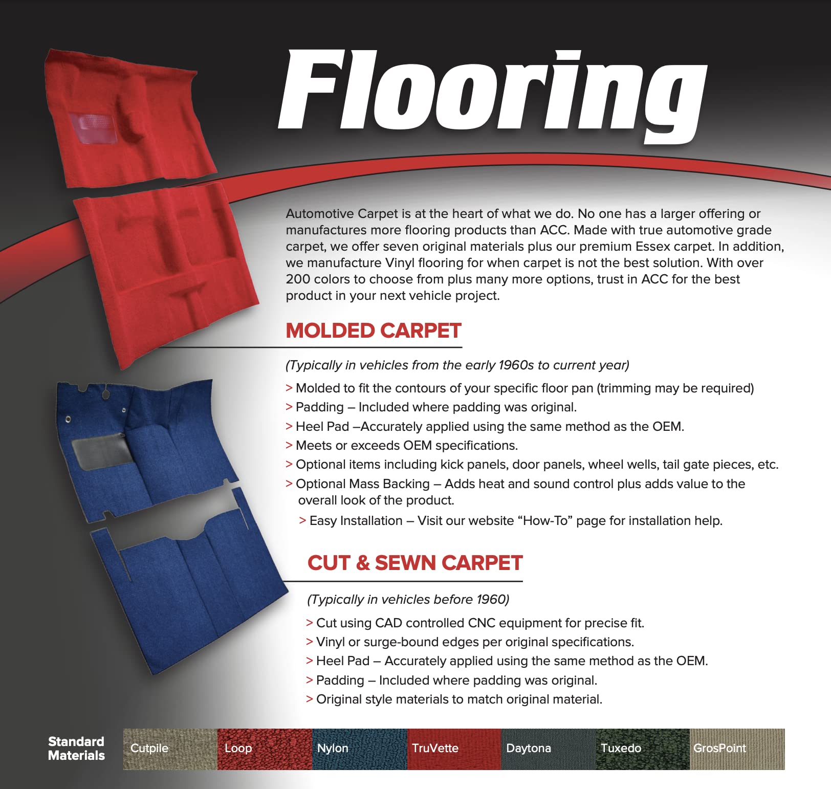 Complete Carpet Flooring Molded Cutpile fits 1980-1985 Ford F-350 Regular Cab Automatic Manual 2wd and 4wd Dump Truck (Red)
