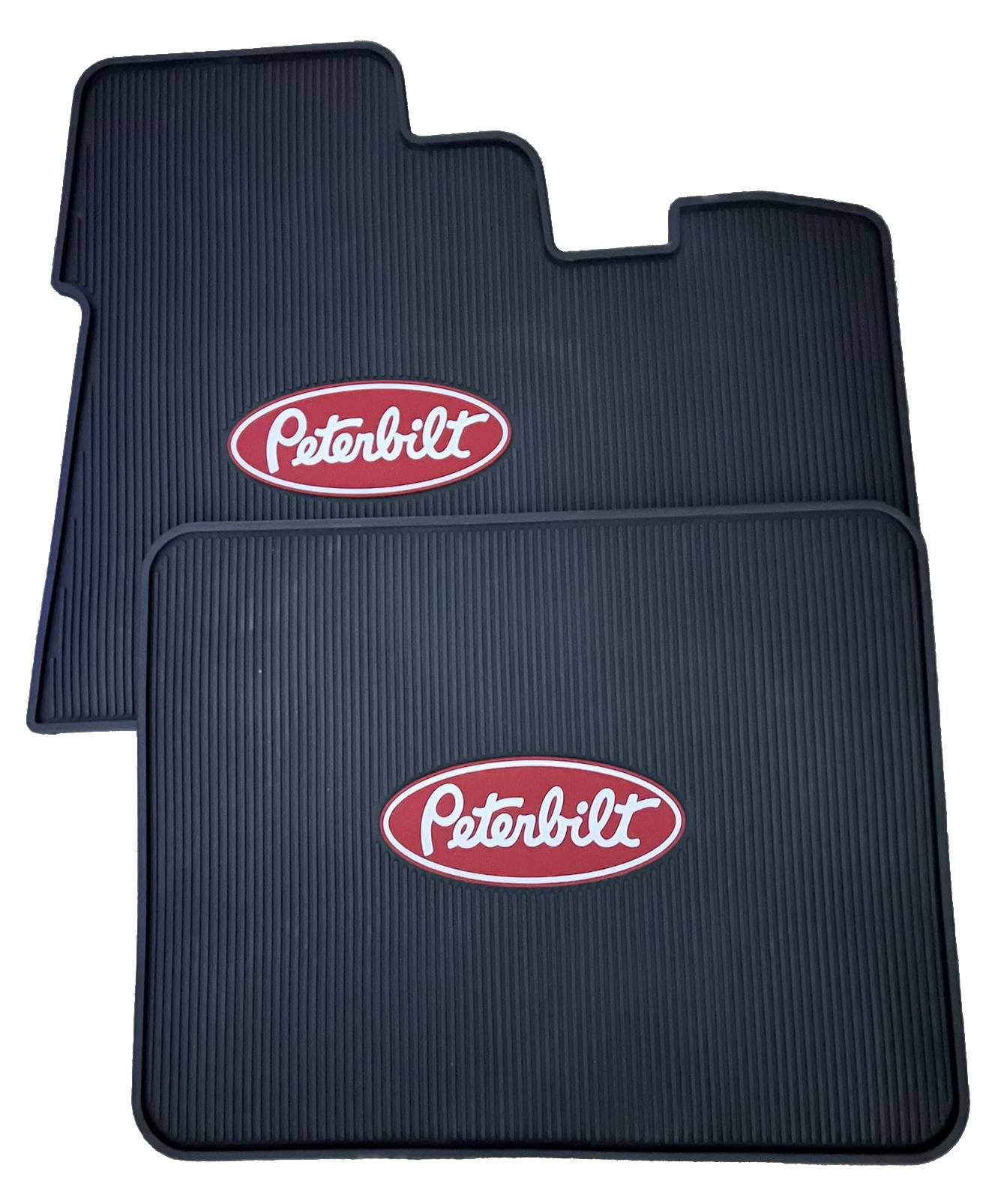 Peterbilt Logo Rubber Semi Truck Front Floor Mat Set | 2004 & Older - Part # FMPBV3000A-NG