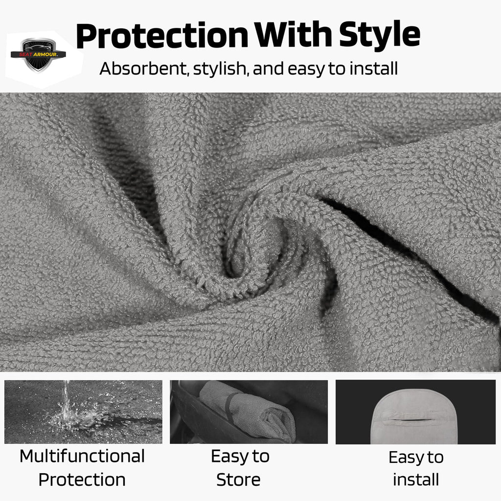 Seat Armour Seat Protector Towel – Pickleball Design – Soft Machine Washable Car Seat Cover Towel – Easy to Install, Multipurpose Car Seat Towel – Gray