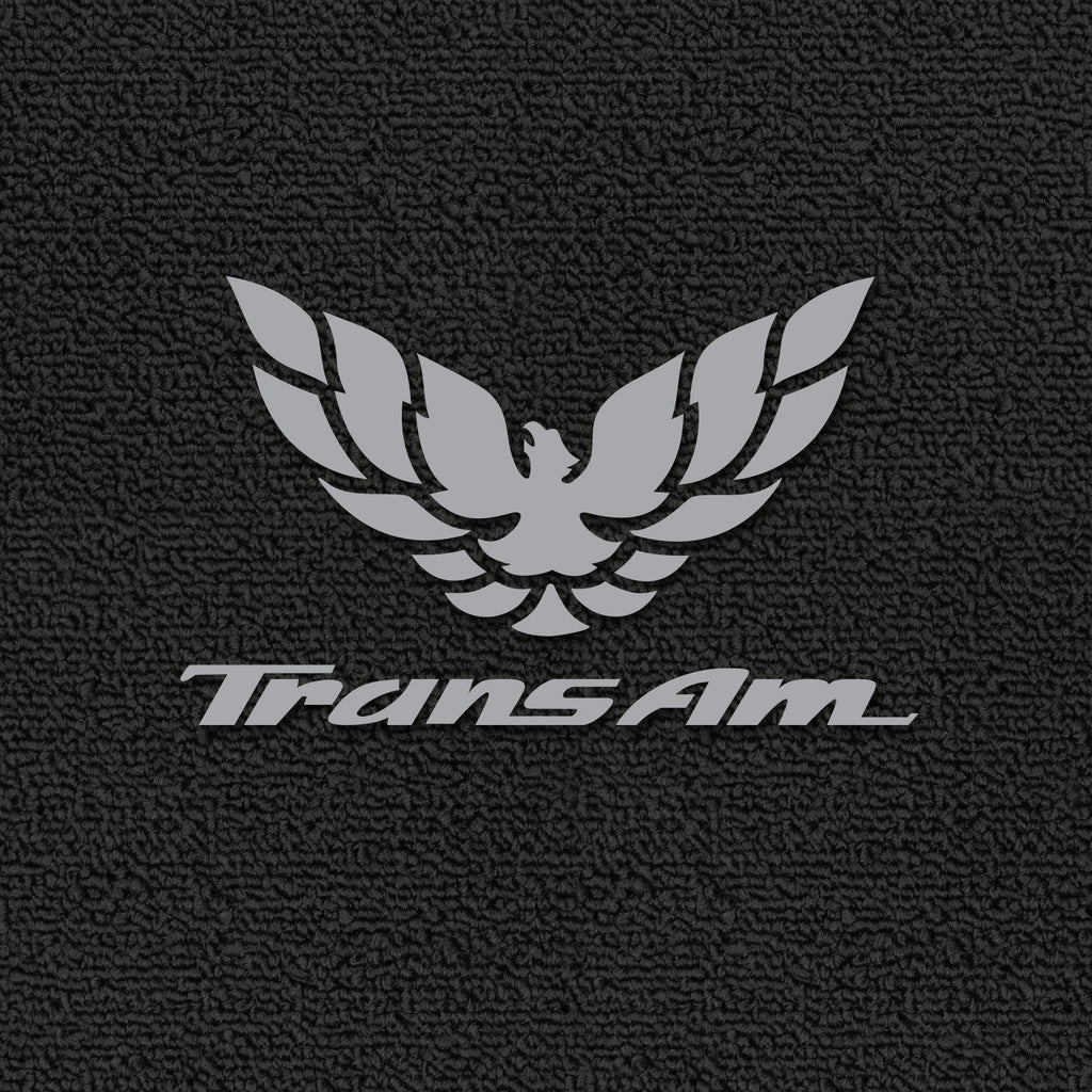 Lloyd Mats ® - Classic Loop Black Front Floor Mats for Pontiac Trans Am 1993-02 with Silver Firebird and Trans Am Lettering Embroidery