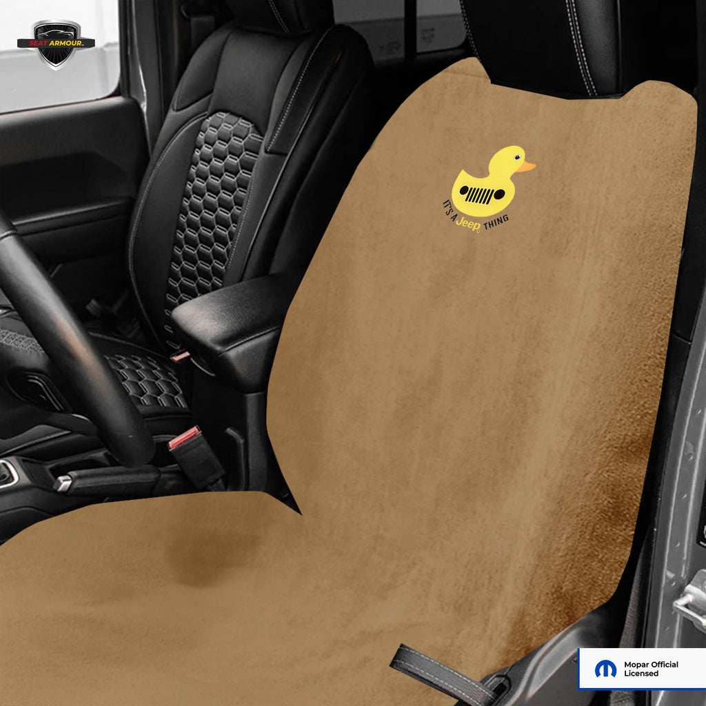 Jeep Duck Dual-Purpose Towel & Car Seat Cover – Soft, Absorbent & Machine Washable – Easy to Use, Multipurpose Protection – Tan