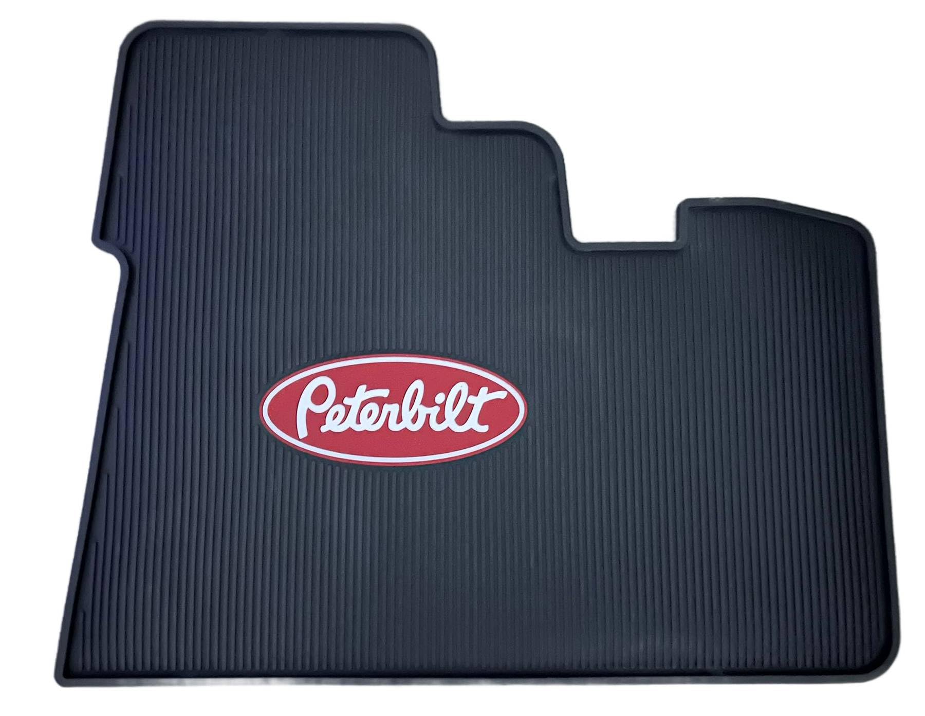 Peterbilt Logo Rubber Semi Truck Front Floor Mat Set | 2004 & Older - Part # FMPBV3000A-NG