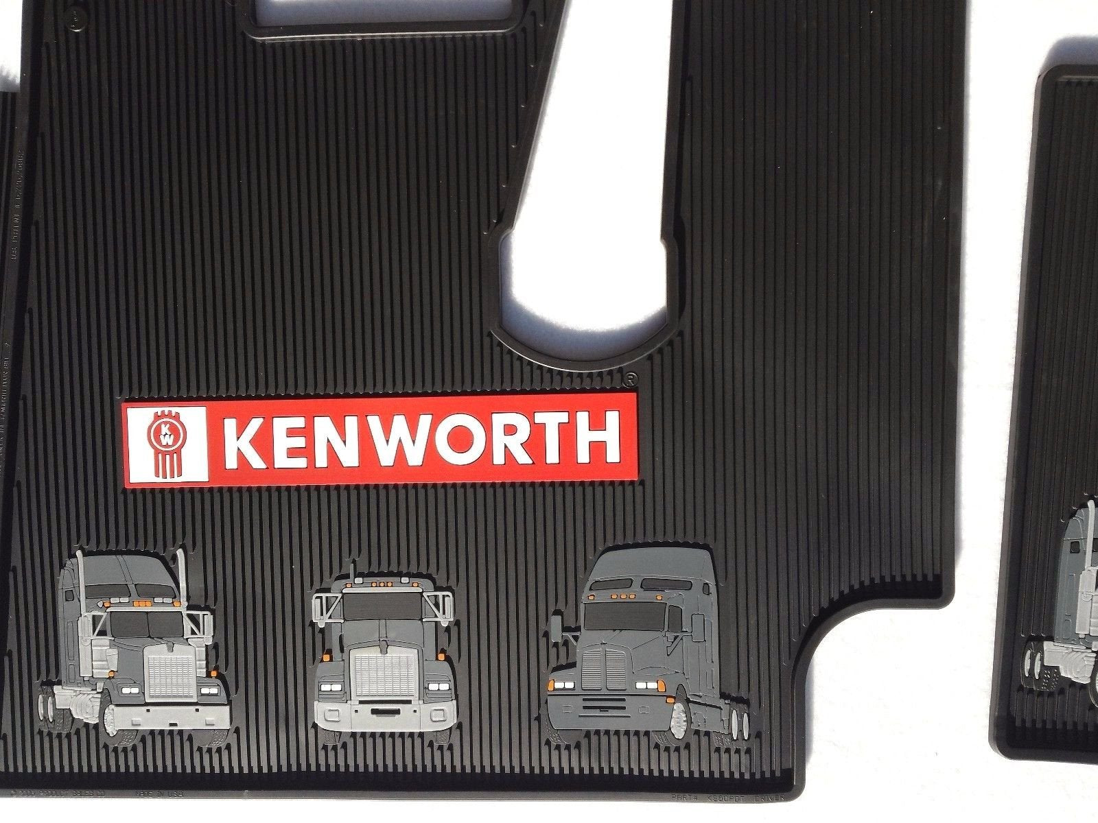 Kenworth T600 660 800 W900 OEM Black Rubber Floor Mats with Truck Logo Fits 2005 to 2020