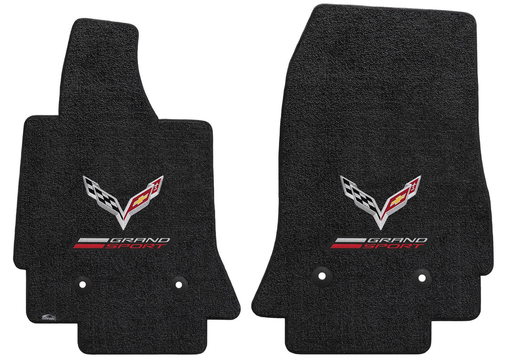 Lloyd Mats Grand Sport & Flags Logo Jet Ultimat 2 Pc Mat Set Compatible with Corvette C7 (2014-2019)
