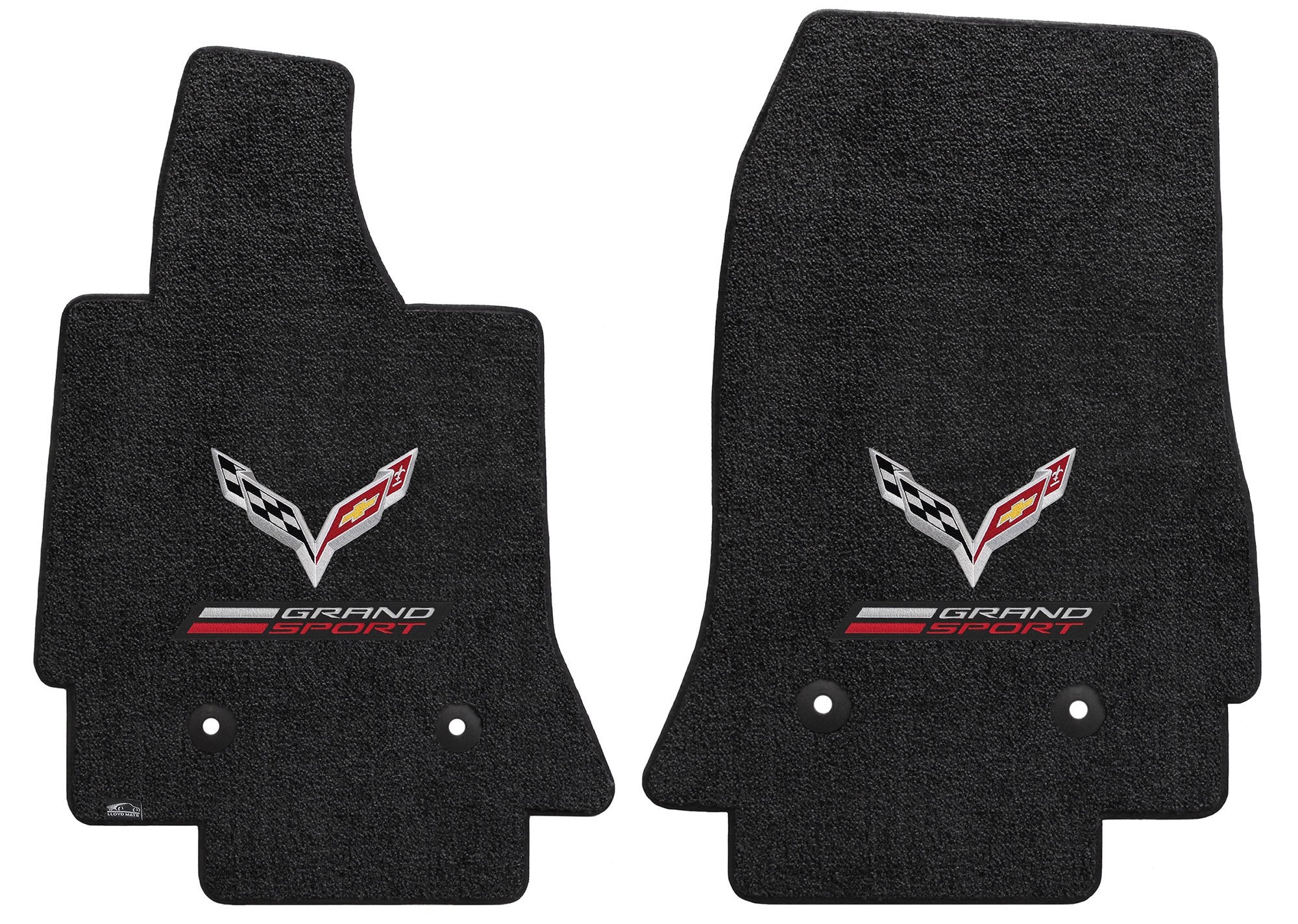 Lloyd Mats Grand Sport & Flags Logo Jet Ultimat 2 Pc Mat Set Compatible with Corvette C7 (2014-2019)