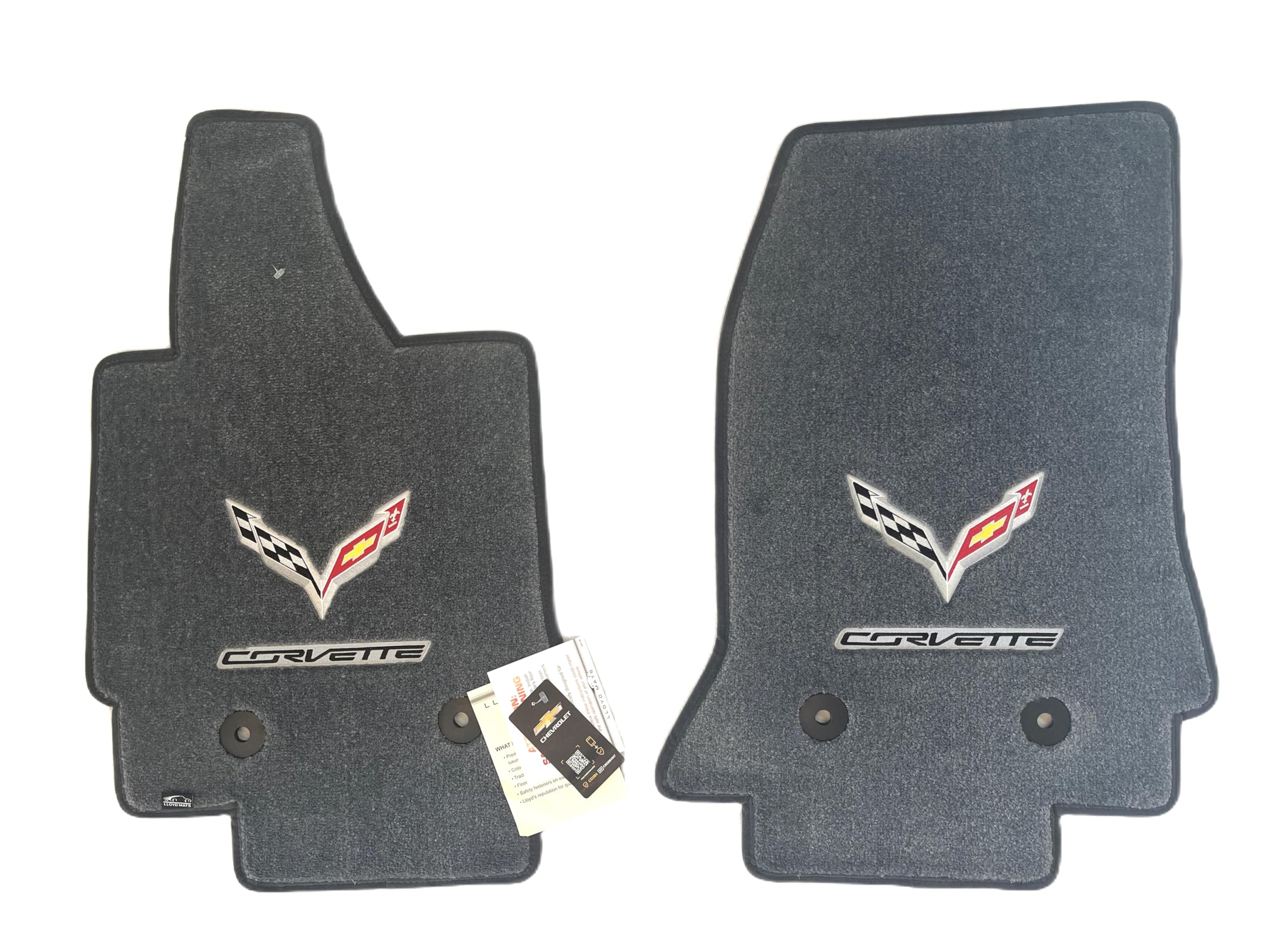 Lloyd Mats Ultimat Front Floor Mats, Dark Gray, 2 Piece Set with Corvette C7 Logo, Fits 2014-2019 Chevrolet Corvette