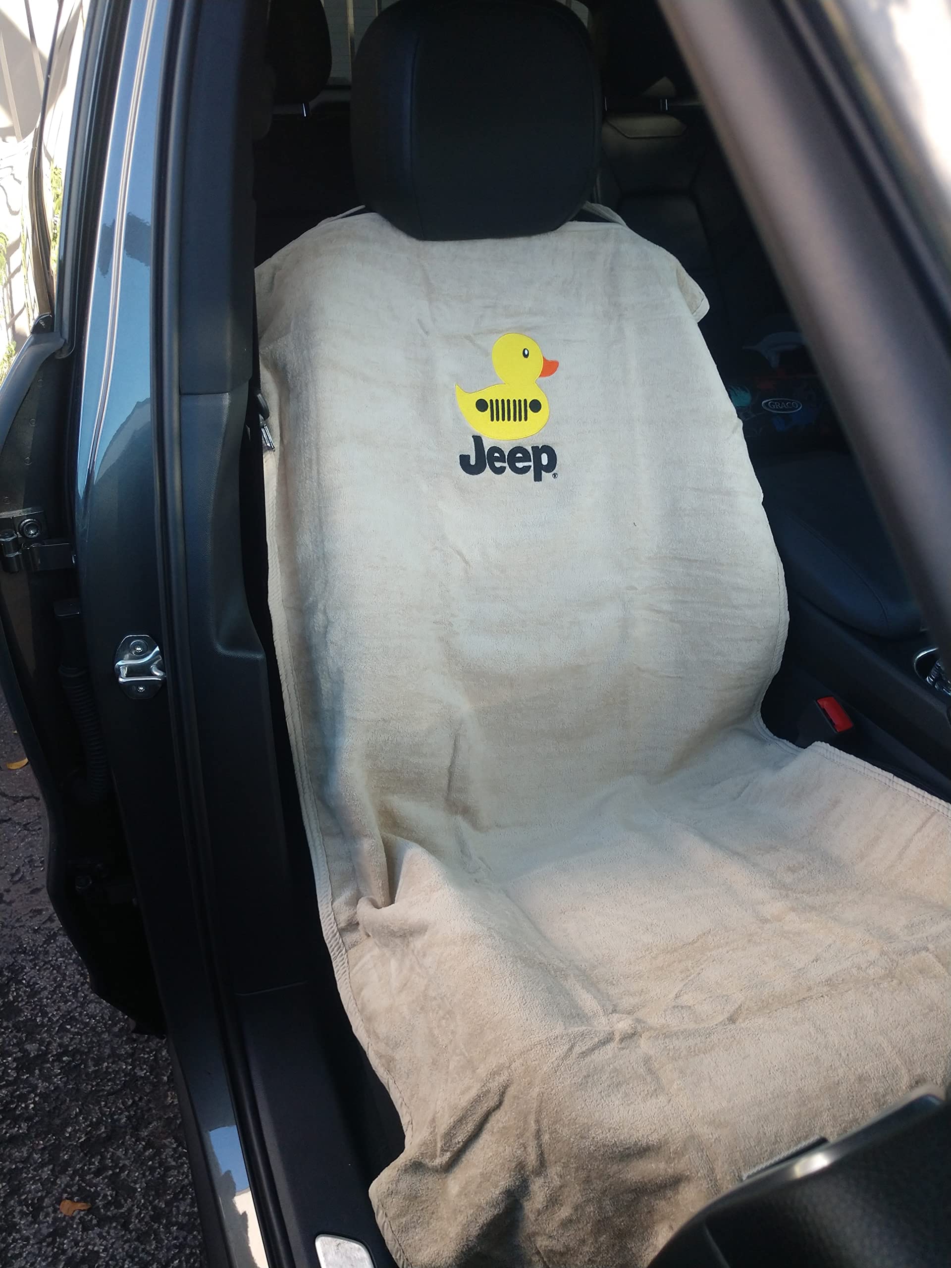 Jeep Duck Dual Purpose Towel/Car Seat Cover - Washable Cotton Drapes Over Headrest