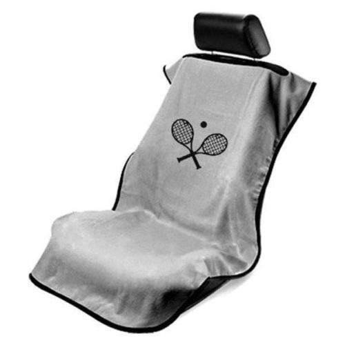 Seat Armour 1 Pair of Grey Seat Protector Towel Covers with Tennis Racket Logo