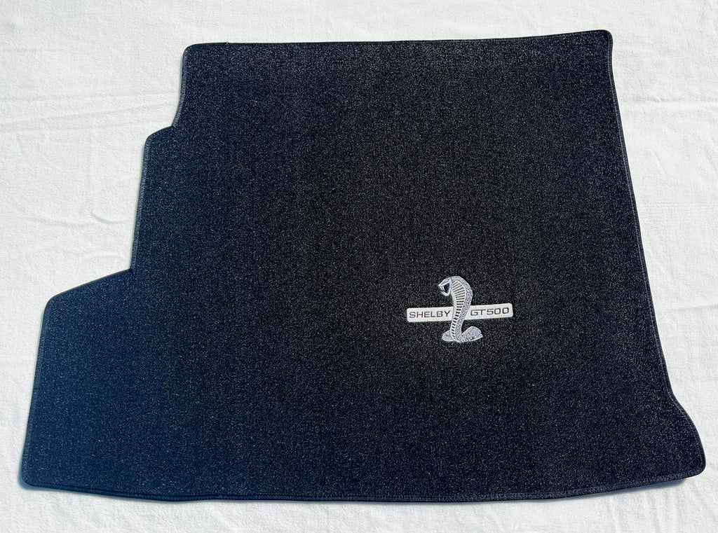 Lloyd Mat Fits 2010-2014 Convertible Mustang w/Shaker Speaker- Black Carpet Trunk Mat - Shelby Snake GT500 Cobra Logo