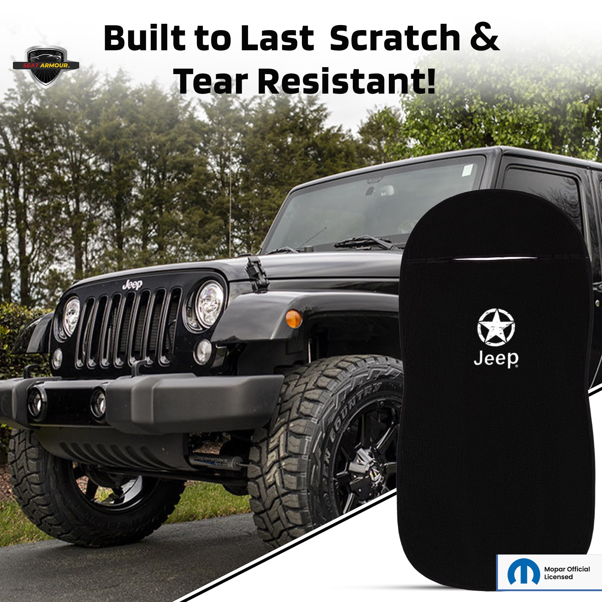 Seat Armour Black Seat Protector Towel Compatible with Jeep Models – 100% Cotton, Multipurpose Car Seat Cover & Towel – Soft, Machine Washable, Easy to Install