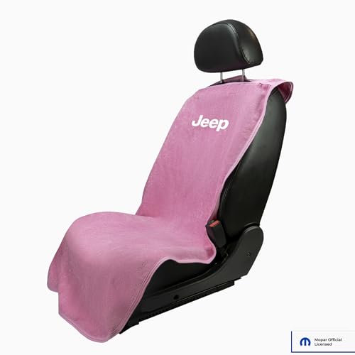 Seat Armour - Pink Seat Towel Cover/Protector with Jeep Logo – Soft, Machine Washable Car Seat Towel – Easy to Install & Multipurpose Protection