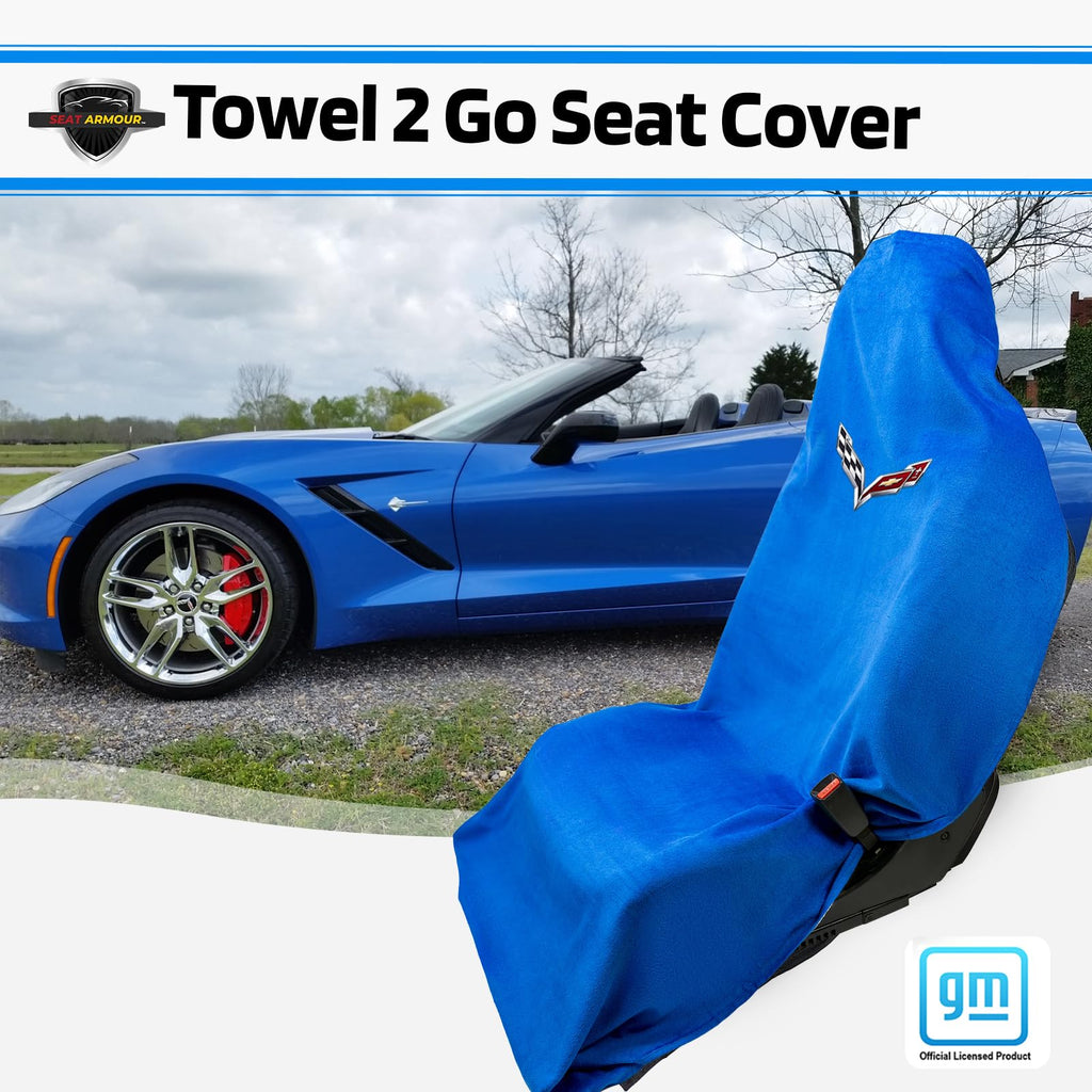 Seat Armour Corvette C7 Blue Seat Cover Towel2GO - Universal Fit Soft Machine Washable - Easy Install, Multipurpose Seat Cover