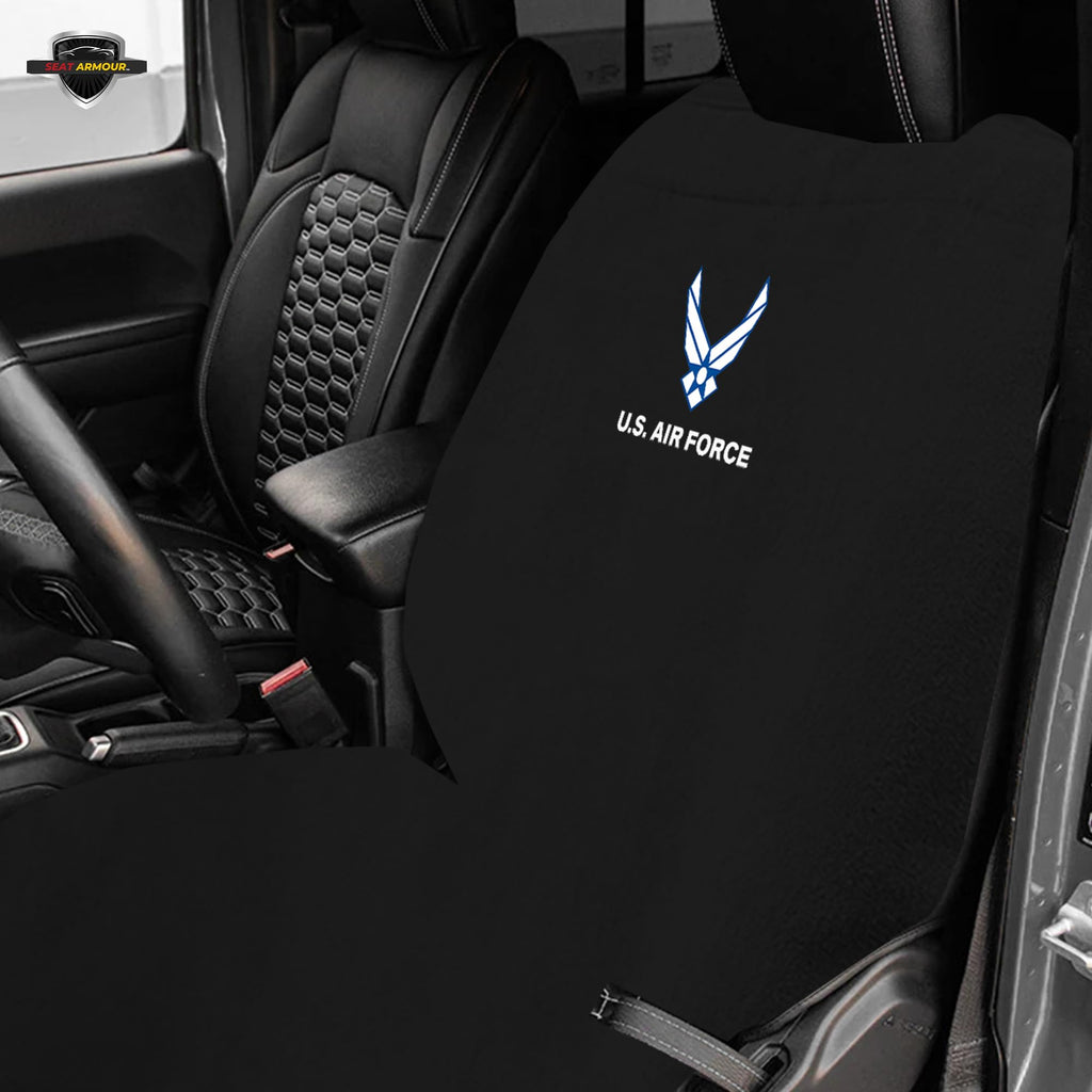 Seat Armour Seat Protector Towel – U.S. Air Force Design – Soft Machine Washable Car Seat Cover Towel – Easy to Install, Multipurpose Car Seat Towel – Black