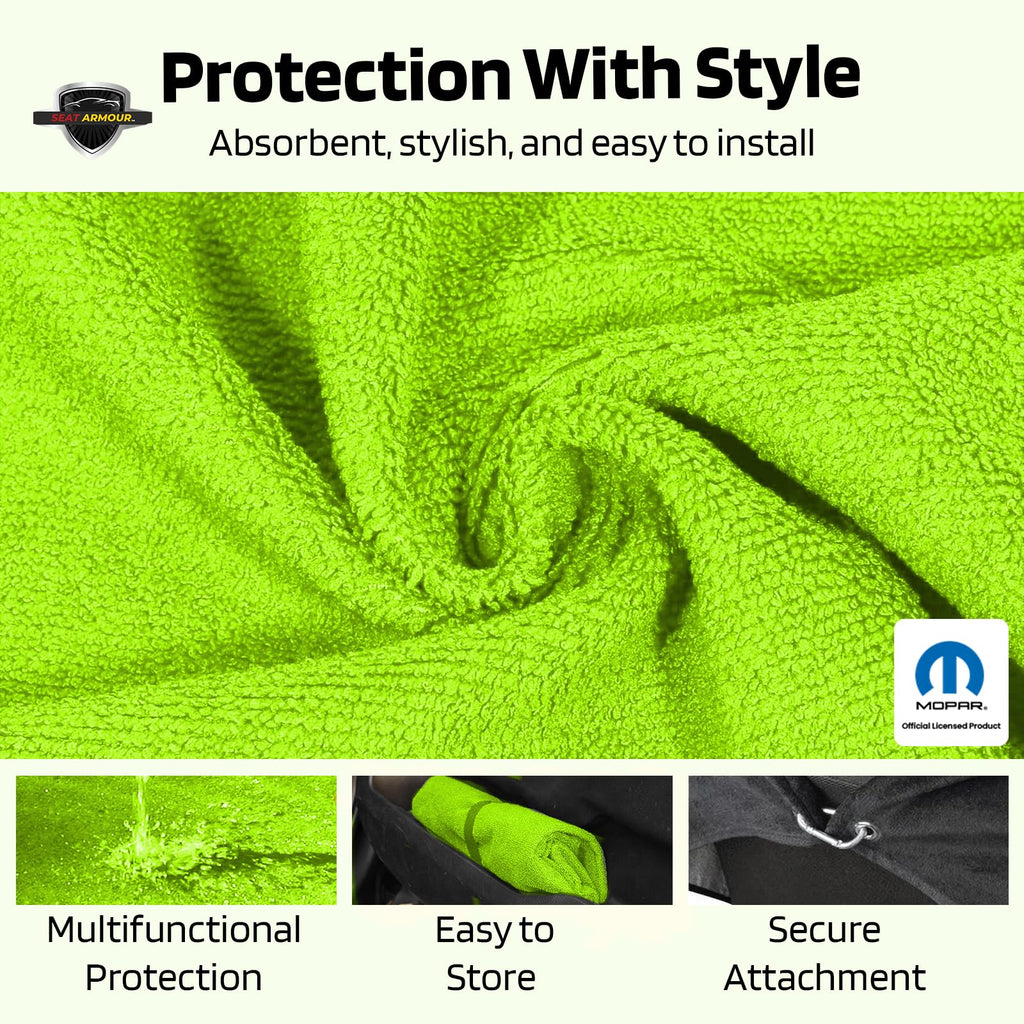 Seat Armour Jeep Seat Towel - Universal Fit Soft Machine Washable Jeep Towel - Easy Install, Multipurpose Towel2Go Seat Cover for Jeep - Lime Green