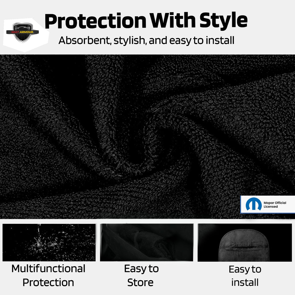 Seat Armour Black Seat Protector Towel Compatible with Jeep Models – 100% Cotton, Multipurpose Car Seat Cover & Towel – Soft, Machine Washable, Easy to Install