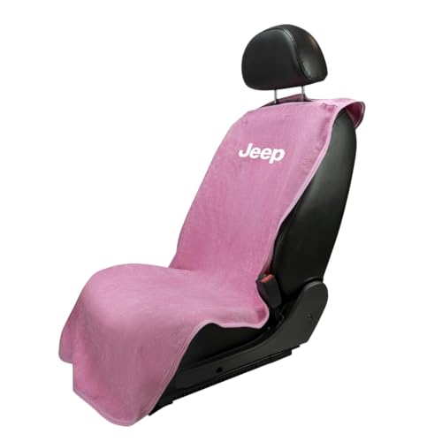 Seat Armour - Pink Seat Towel Cover/Protector with Jeep Logo – Soft, Machine Washable Car Seat Towel – Easy to Install & Multipurpose Protection