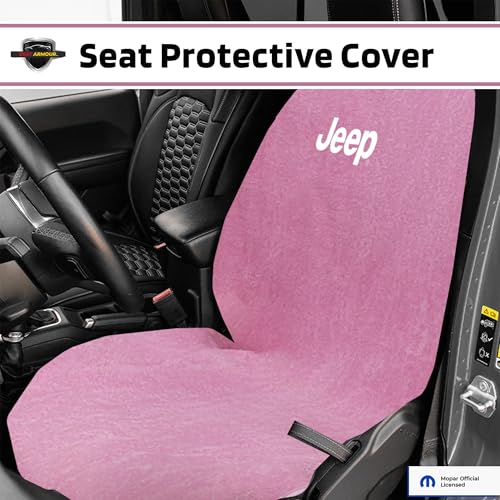 Seat Armour - Pink Seat Towel Cover/Protector with Jeep Logo – Soft, Machine Washable Car Seat Towel – Easy to Install & Multipurpose Protection