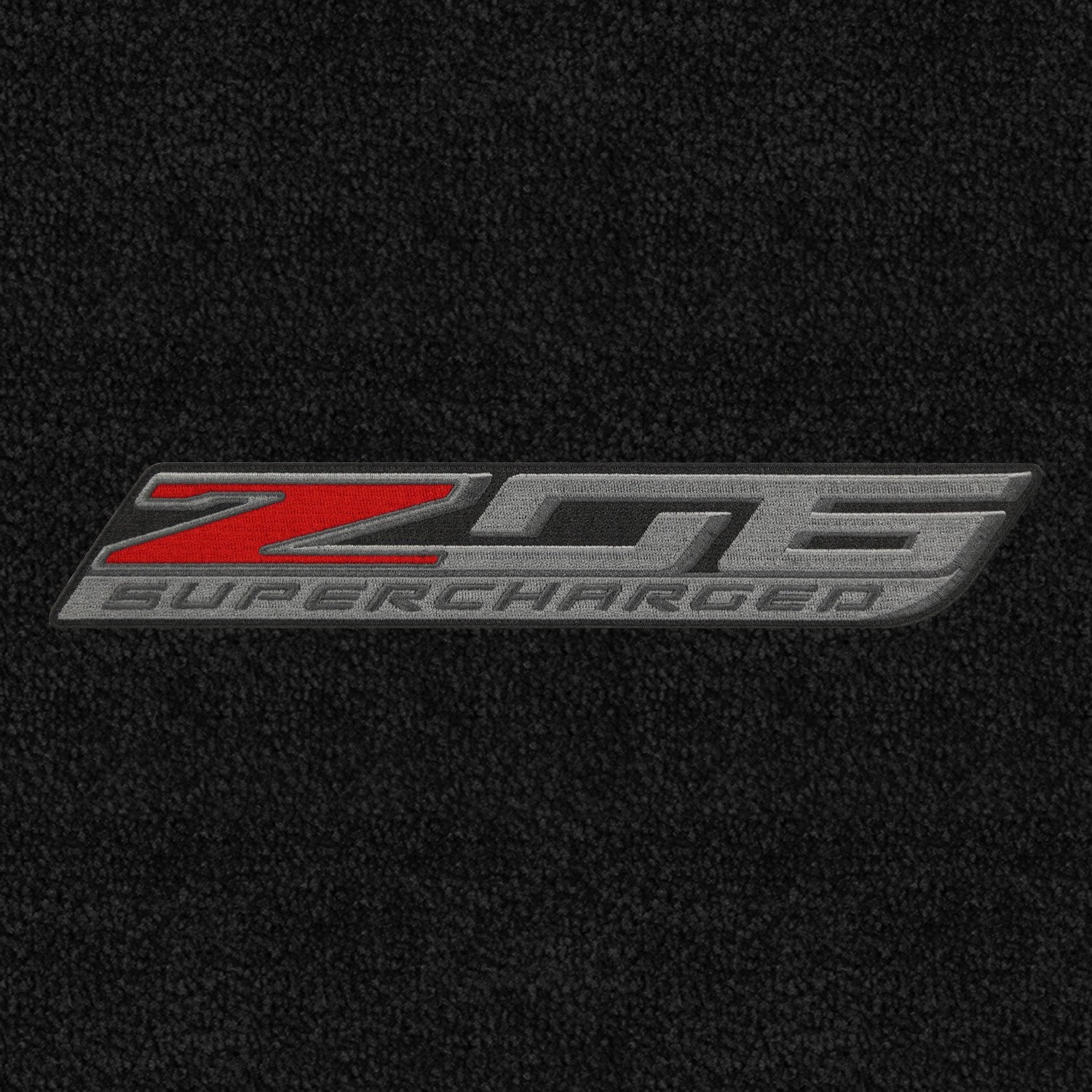 Lloyd Mats ® - Luxe Black Front Floor Mats for Corvette Z06 2015-18 with Z06 Supercharged Applique