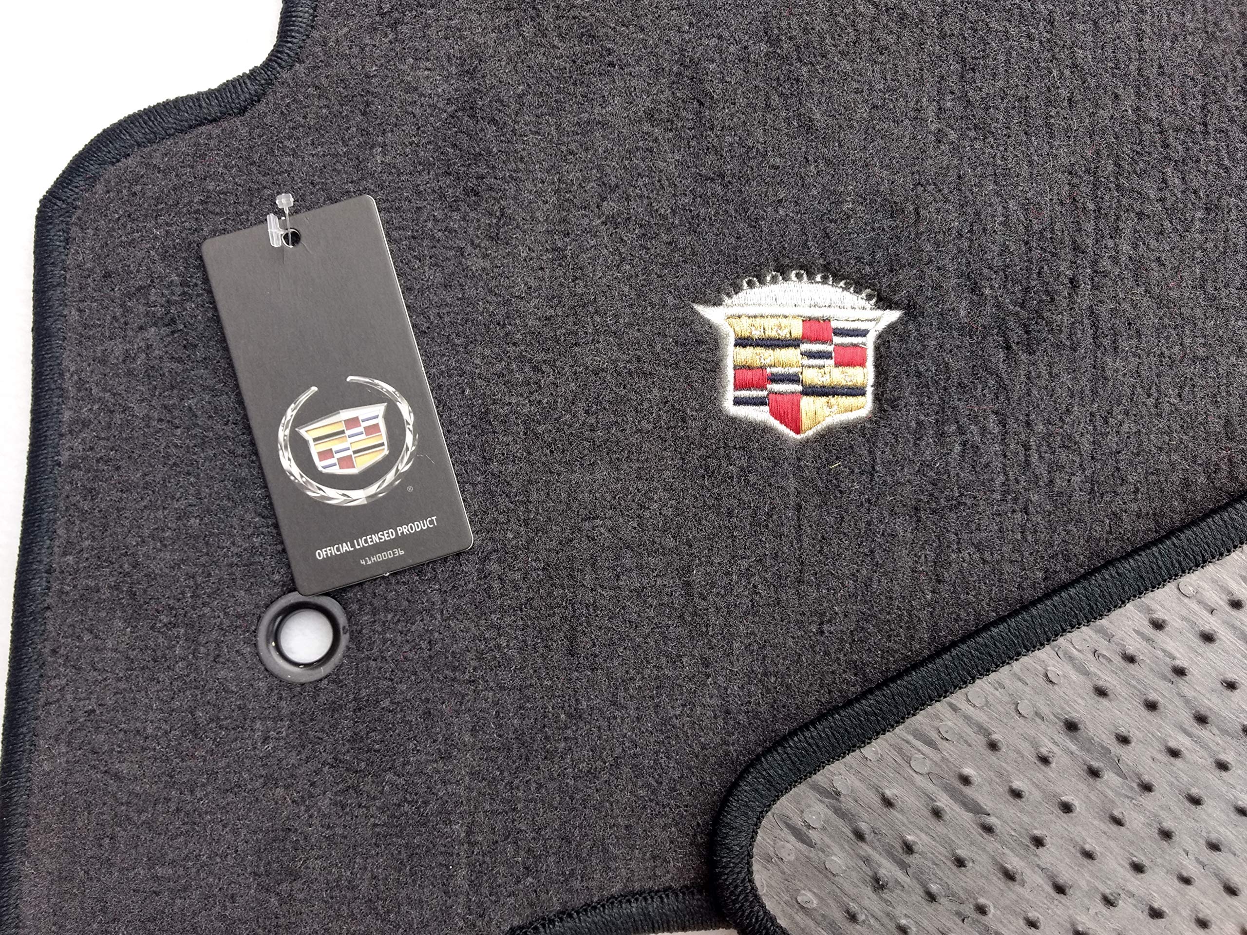 Custom Fit Ebony Carpet Floor Mats 4 Piece w/Logo Fronts - Fits 2015-2019 Cadillac Escalade Base Model