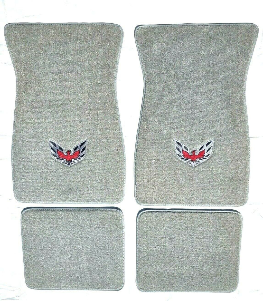 ACC Floor Mats Compatible with - 1979 10th Anniversary Firebird Trans Am Silver Carpet Floor Mats Featuring Licnesed Bird Logo on Fronts - Fits All 1974-81