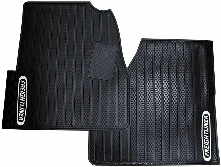 Freightliner Cascadia OEM New Generation Black Rubber Floor Mats with Logo Fits 2018-2024