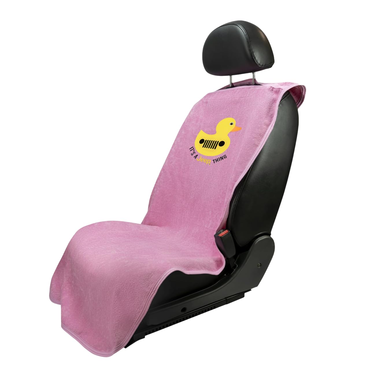 Seat Armour - Pink Cotton Seat Towel Cover with Yellow Duck Logo – Soft, Absorbent & Machine Washable – Easy to Install & Multipurpose Protection
