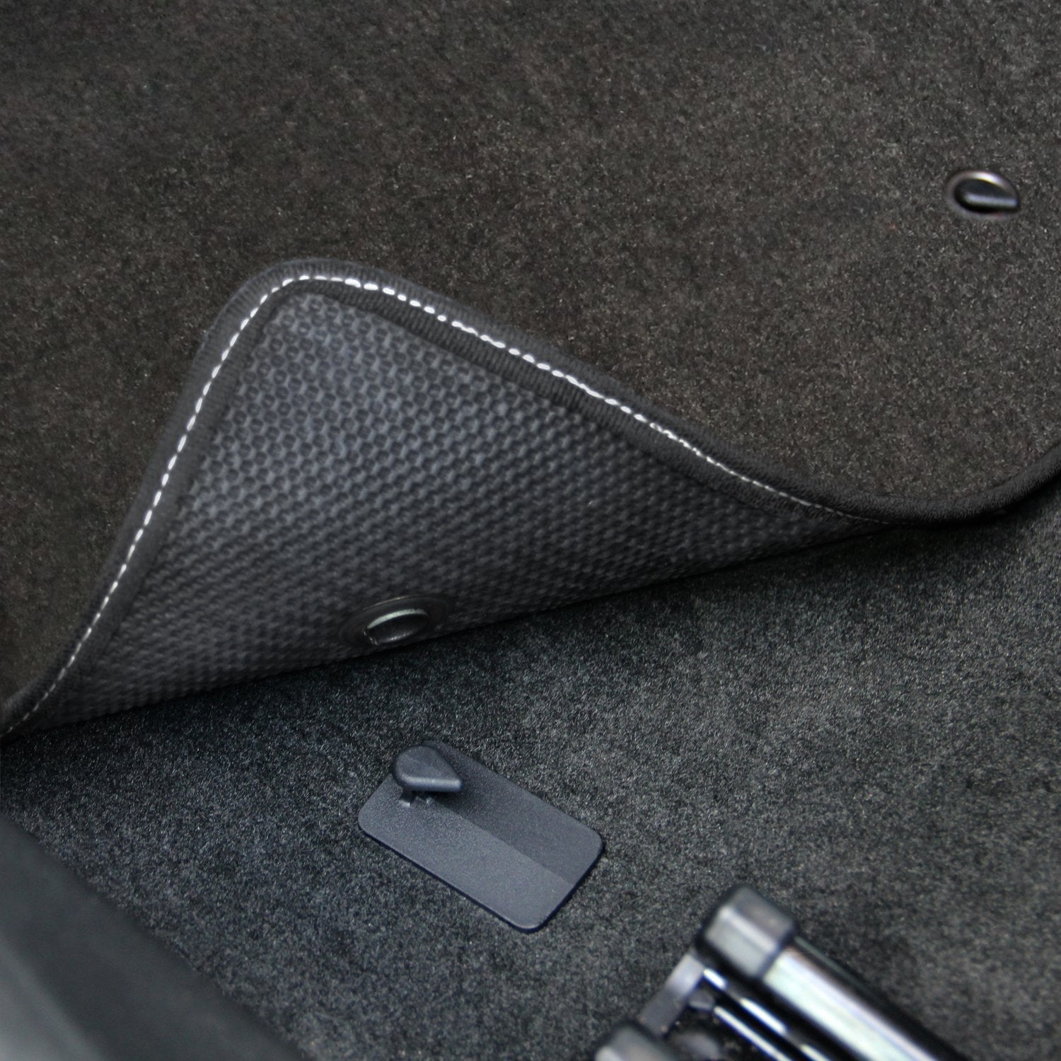 2011-2014 Challenger 4pc Ebony Black Front & Rear Floor Mats with SRT-8 Logo in Red & Silver