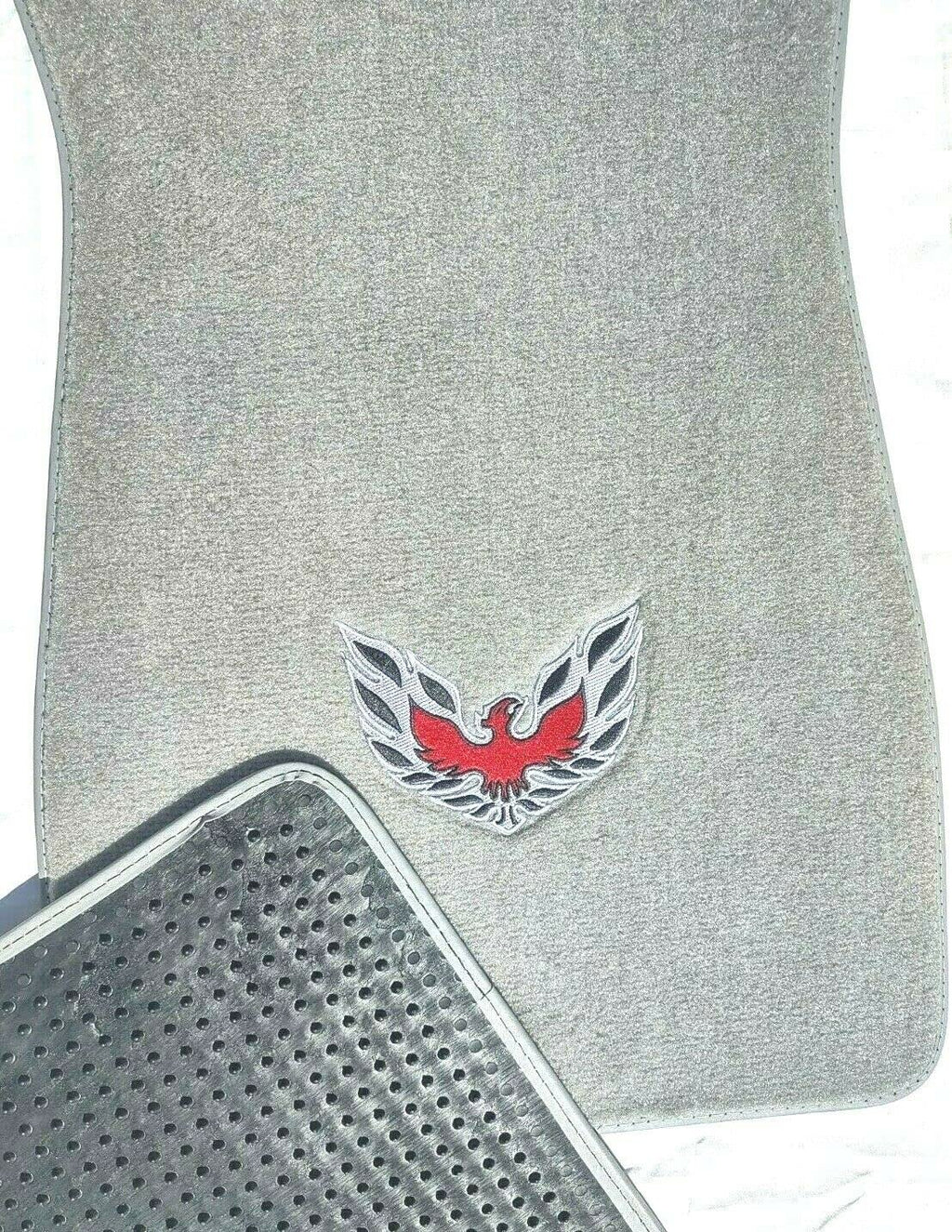 ACC Floor Mats Compatible with - 1979 10th Anniversary Firebird Trans Am Silver Carpet Floor Mats Featuring Licnesed Bird Logo on Fronts - Fits All 1974-81