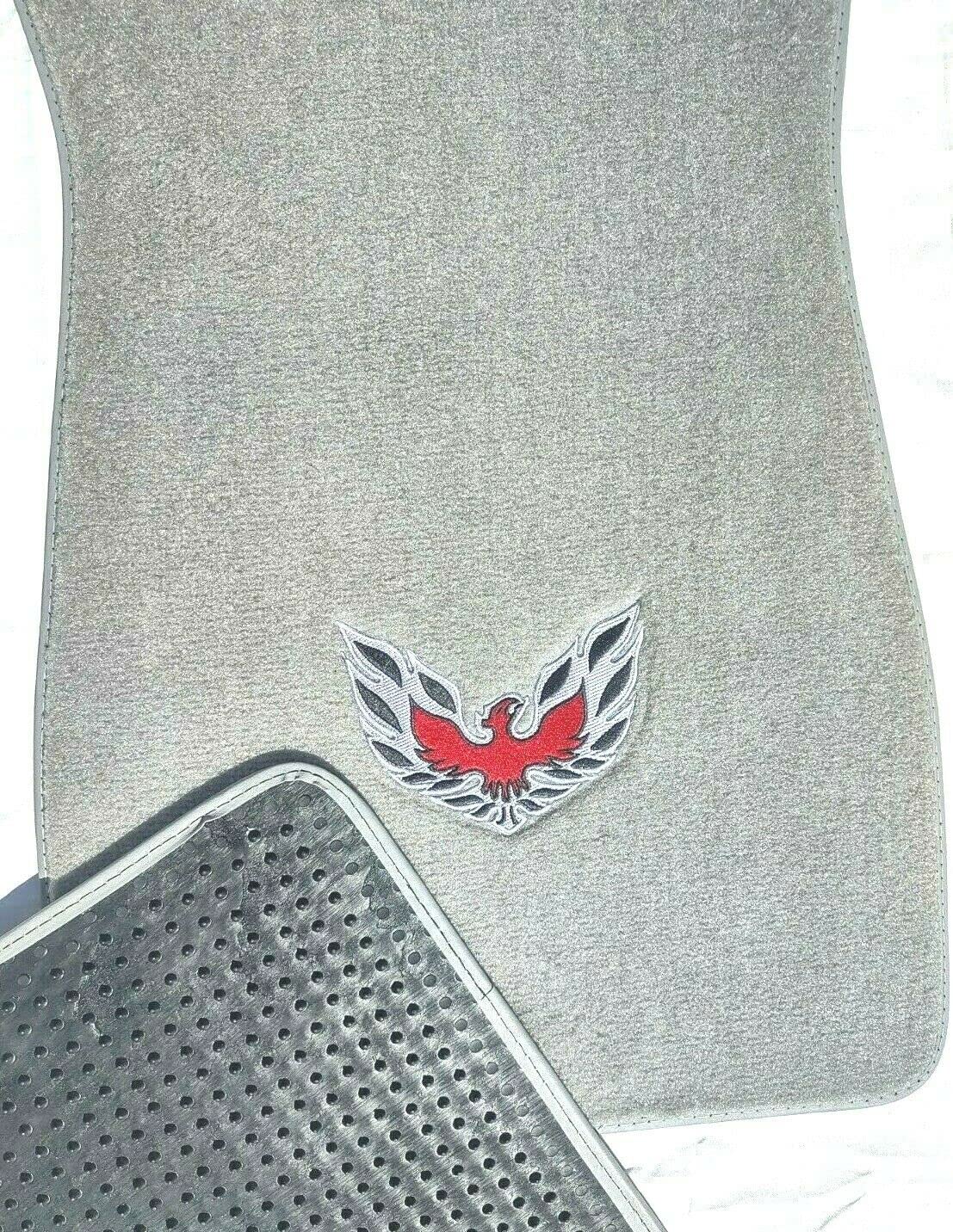 ACC Floor Mats Compatible with - 1979 10th Anniversary Firebird Trans Am Silver Carpet Floor Mats Featuring Licnesed Bird Logo on Fronts - Fits All 1974-81