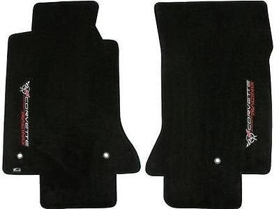 Fits 1997-2004 C5 Corvette Classic Loop Black Floor Mats - Crossed Flags & Racing Logos Facing Door Sill
