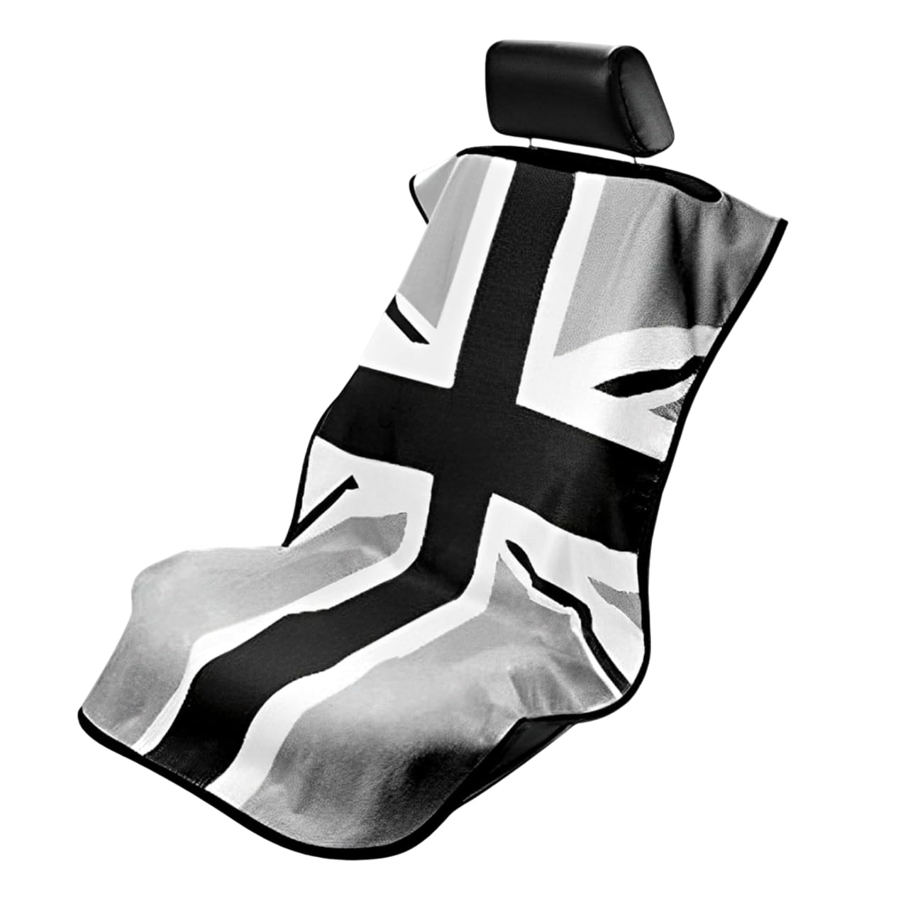 Seat Armour Seat Protector Towel – Black/Gray British Flag Design – Soft Machine Washable Car Seat Cover Towel – Easy to Install, Multipurpose Car Seat Towel