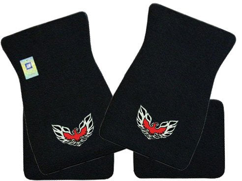 ACC Mats Compatible with Pontiac Firebird Black 4 Pc Floor Mat Set with Firebird Logo on Fronts (1967 68 69 70 71 72 73)