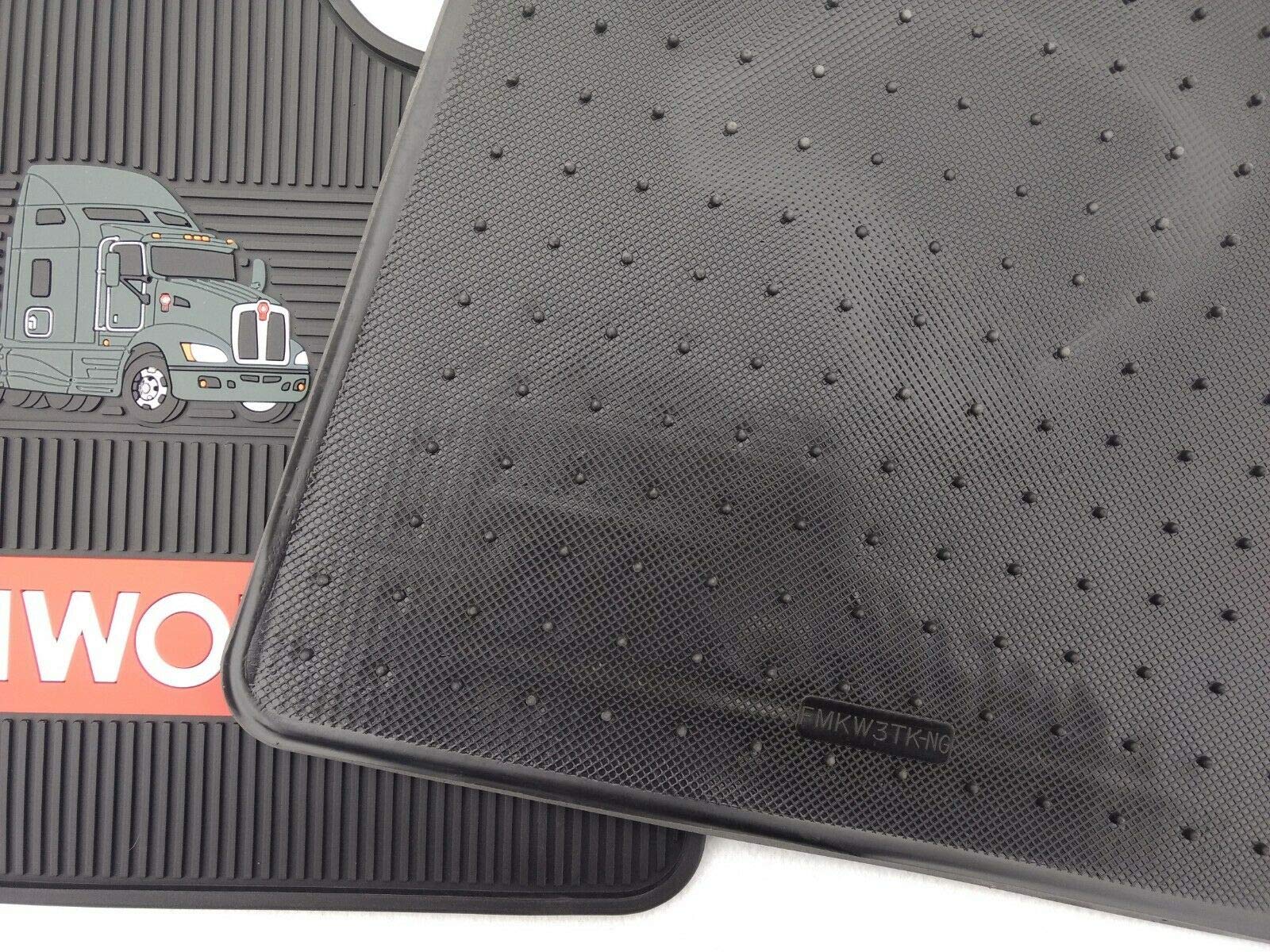Kenworth OEM Black Rubber Floor Mats with Logo - for T300/T480/600/800 W900 & C500 2008 & UP and PRE 2004 Models