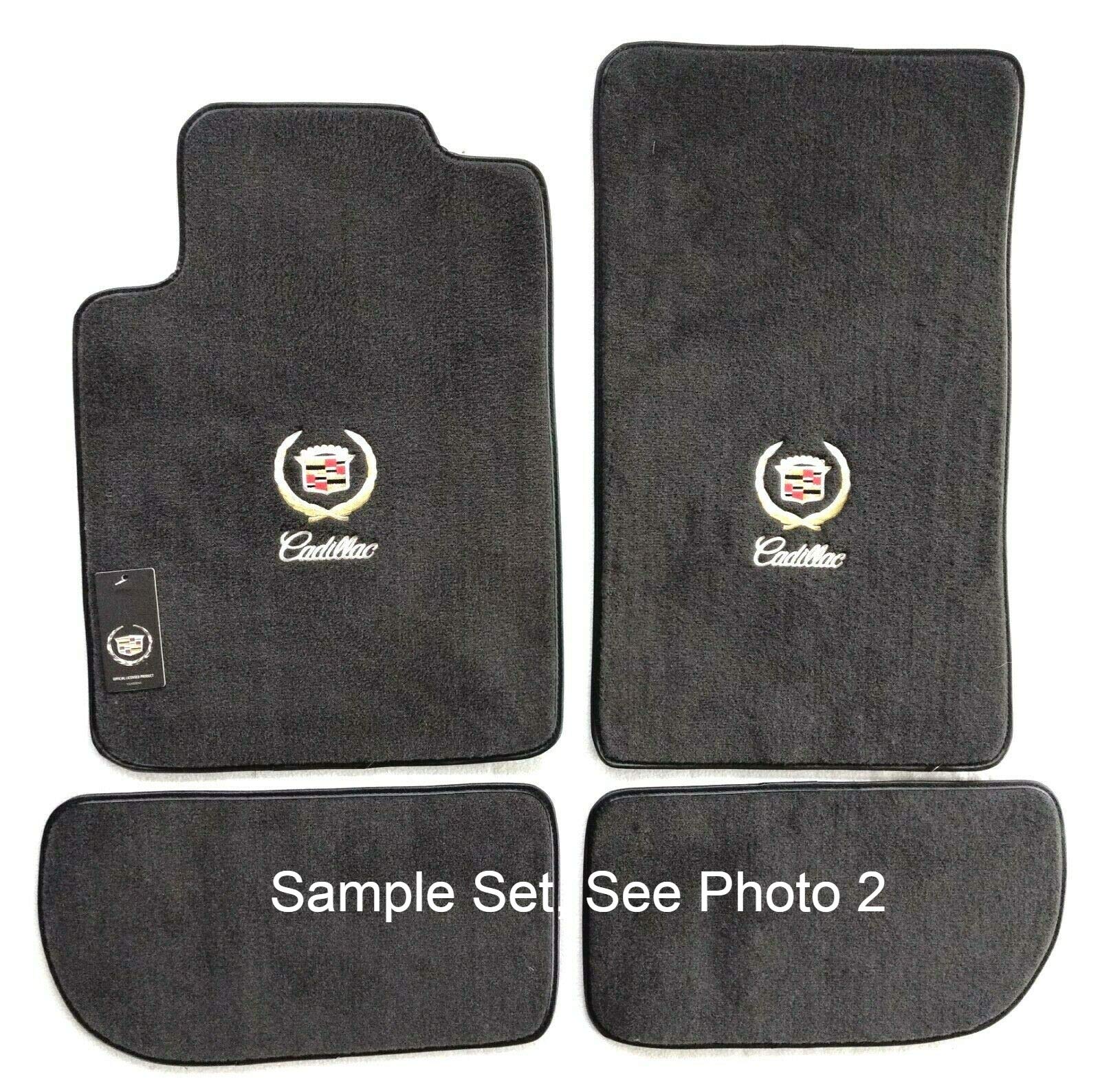 ACC Mats Compatible with 2003-2007 Cadillac CTS 4 Piece Ebony Carpet Floor Mats w/Double Silver/Gold Logo on Fronts