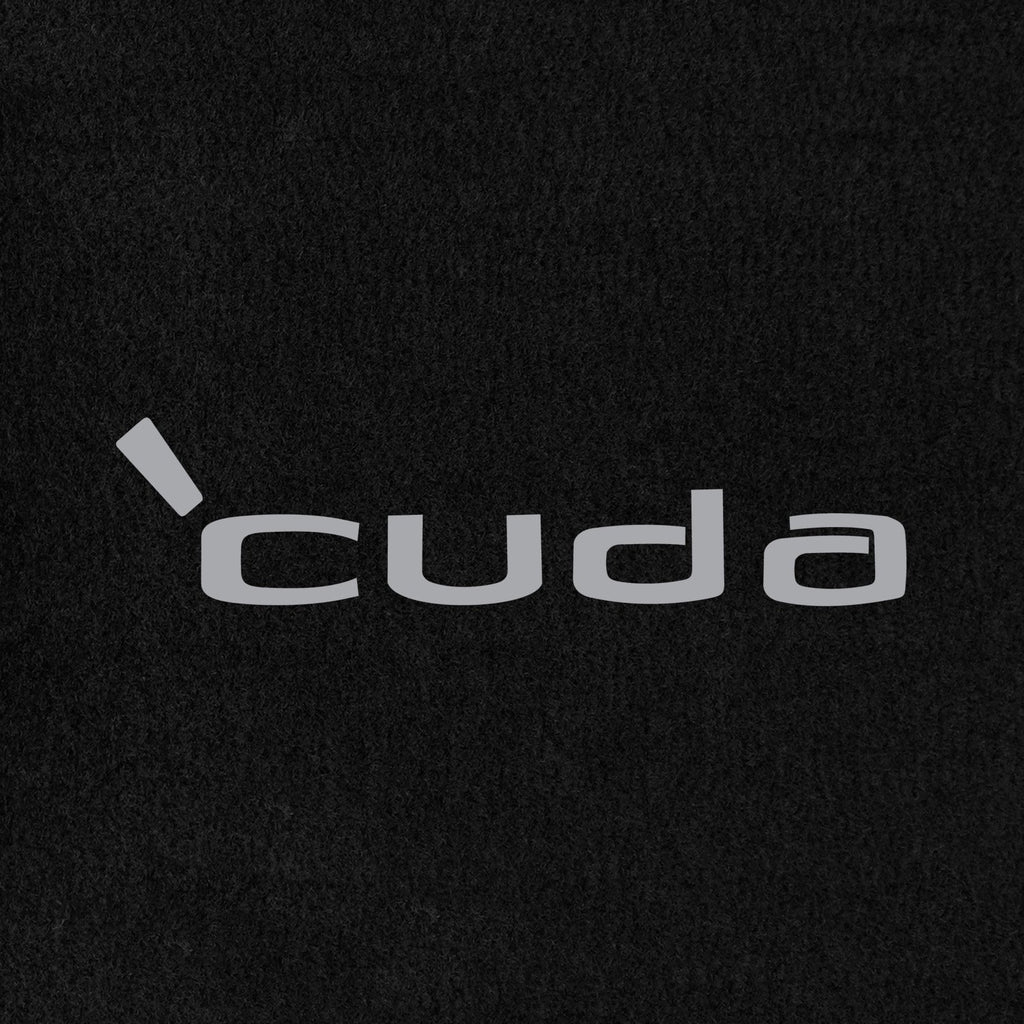 Lloyd Mats ® - Velourtex Black 4PC Floor Mats for Plymouth Barracuda 1964-74 with Silver Cuda Embroidery